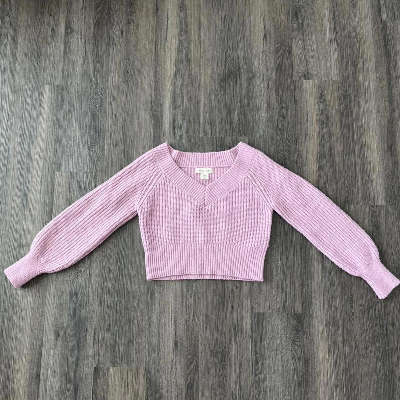 Pink Sweater With V Neck And Cute Sleeves